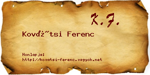 Kovátsi Ferenc névjegykártya